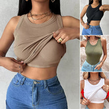 Load image into Gallery viewer, Ribbed Round Neck Tank Top With Bra Pads