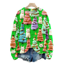 Load image into Gallery viewer, Christmas Tree Cute Cat 3D Print Sweater