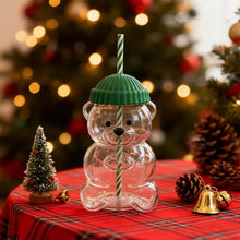 Load image into Gallery viewer, Adorable Teddy Bear Glass Straw Cup