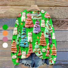 Load image into Gallery viewer, Christmas Tree Cute Cat 3D Print Sweater