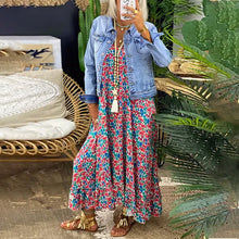 Load image into Gallery viewer, Loose Long Printed Bohemian Dress