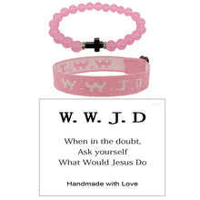 Load image into Gallery viewer, WWJD Cross Beaded Bracelet Set