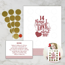Load image into Gallery viewer, Valentine's Scratch Off Advent "14 things I or WE love about you!"