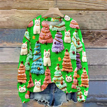 Load image into Gallery viewer, Christmas Tree Cute Cat 3D Print Sweater