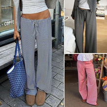 Load image into Gallery viewer, Striped Knit Color-Block Low-Rise Casual Pants