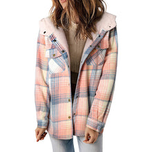 Load image into Gallery viewer, Women's Plaid Long Sleeve Fleece Hooded Jacket With Pockets