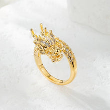 Load image into Gallery viewer, Delicate Dragon Open Adjustable Zirconia Good Luck Ring