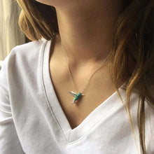 Load image into Gallery viewer, Enamel Hummingbird Necklace &amp; Earrings