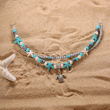 Load image into Gallery viewer, Sea turtle Anklet Starfish Turquoise