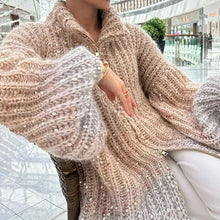 Load image into Gallery viewer, Knitted Sweater Jacket With Monochromatic Sequins