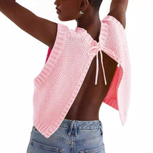 Load image into Gallery viewer, Women's Solid Split Tie Back Sweater Vest
