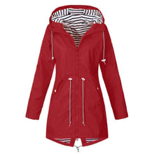 Load image into Gallery viewer, Long waterproof hooded jacket