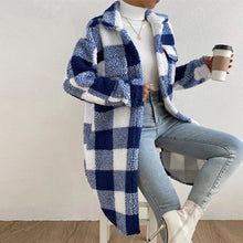 Load image into Gallery viewer, Women’s Chic Plaid Print Warm Plush Long Coat
