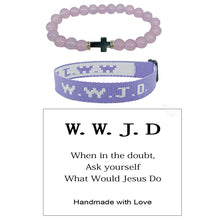 Load image into Gallery viewer, WWJD Cross Beaded Bracelet Set