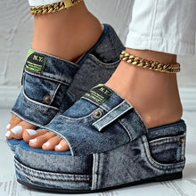 Load image into Gallery viewer, Women's Platform Denim Sandals