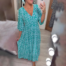 Load image into Gallery viewer, Bohemian Casual Print V-neck Waist Wrap Long Dress