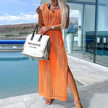 Load image into Gallery viewer, Crochet Knit Cross Back Cover Up Maxi Dress