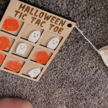 Load image into Gallery viewer, Wooden Halloween Tic Tac Toe Board Boo
