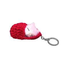 Load image into Gallery viewer, Cute Sleeping Kitten Keychain