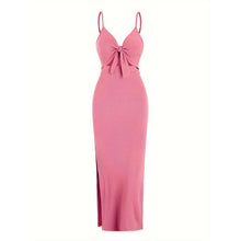 Load image into Gallery viewer, Women's Plain Cut Out Knot Front Split Thigh Cami Dress