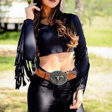 Load image into Gallery viewer, Retro Punk Embossed Western Denim Belt