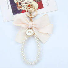 Load image into Gallery viewer, Cute Faux Pearl Decorated Wristlet Keychain