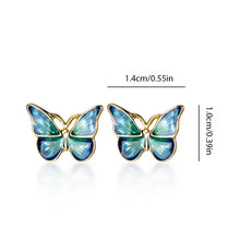 Load image into Gallery viewer, Blue and Gold Butterfly Stud Earrings
