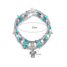 Load image into Gallery viewer, Sea turtle Anklet Starfish Turquoise