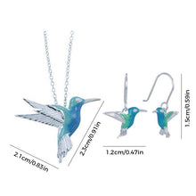 Load image into Gallery viewer, Enamel Hummingbird Necklace &amp; Earrings