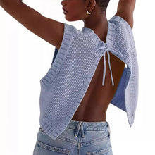 Load image into Gallery viewer, Women's Solid Split Tie Back Sweater Vest