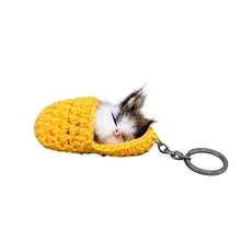 Load image into Gallery viewer, Cute Sleeping Kitten Keychain