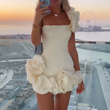 Load image into Gallery viewer, Elegant Flower Edge Mini Dress