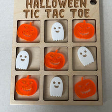 Load image into Gallery viewer, Wooden Halloween Tic Tac Toe Board Boo