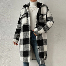 Load image into Gallery viewer, Women’s Chic Plaid Print Warm Plush Long Coat