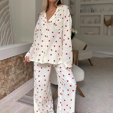 Load image into Gallery viewer, Heart Print Pyjamas Set