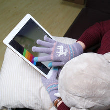 Load image into Gallery viewer, Snowflake Printed Knitted Touchscreen Gloves