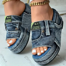 Load image into Gallery viewer, Women's Platform Denim Sandals