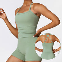 Load image into Gallery viewer, Women's Suspender Shorts Solid Color Sports Set