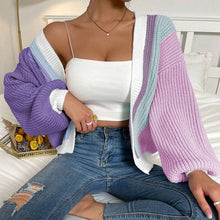 Load image into Gallery viewer, Dopamine-Inspired Color Block Fashionable Knit Cardigan