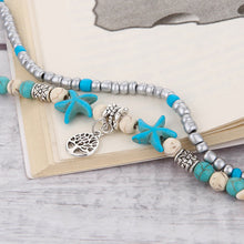Load image into Gallery viewer, Sea turtle Anklet Starfish Turquoise