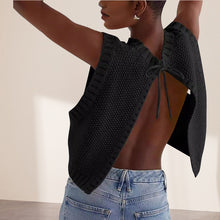 Load image into Gallery viewer, Women's Solid Split Tie Back Sweater Vest