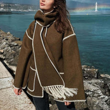 Load image into Gallery viewer, Hepburn Style Woolen Cape Coat