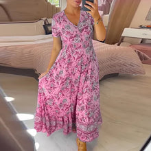 Load image into Gallery viewer, Floral Print V-neck Dress