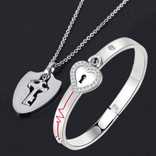 Load image into Gallery viewer, Lock Bracelet and Key Necklace Set