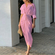 Load image into Gallery viewer, Lapel Shirt Solid Color Dress