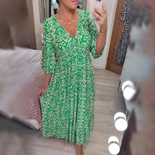 Load image into Gallery viewer, Bohemian Casual Print V-neck Waist Wrap Long Dress