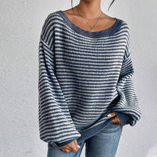 Load image into Gallery viewer, Women's Striped Drop Shoulder Sweater