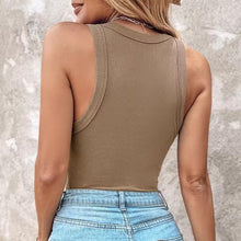 Load image into Gallery viewer, Ribbed Round Neck Tank Top With Bra Pads
