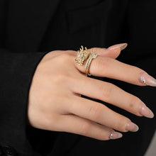 Load image into Gallery viewer, Delicate Dragon Open Adjustable Zirconia Good Luck Ring