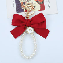 Load image into Gallery viewer, Cute Faux Pearl Decorated Wristlet Keychain
